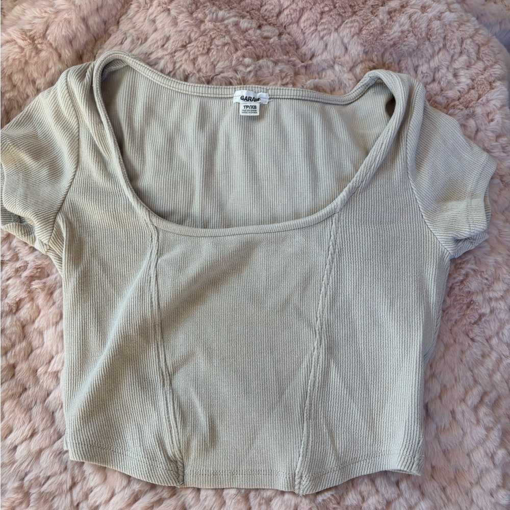 Beige Corset Style Garage Crop Top